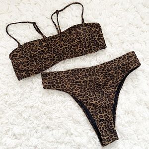 Kendall + Kylie Cheetah Print 2 Piece Swimsuit Bikini Medium